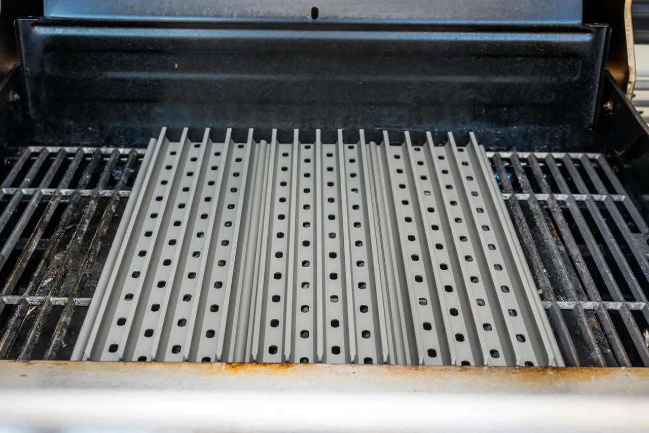 Three 17.375" GrillGrates on a CharBroil grill