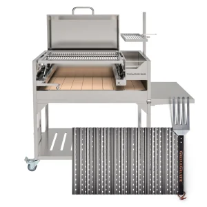 GrillGrate Set for Tagwood BBQ Fully Assembled Argentine Santa Maria Wood Fire & Charcoal Grill with Top Lid - BBQ01SSF